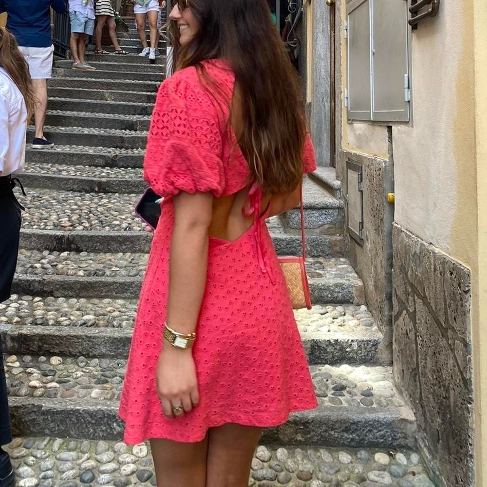 Elegant Pink Open-Back Dress